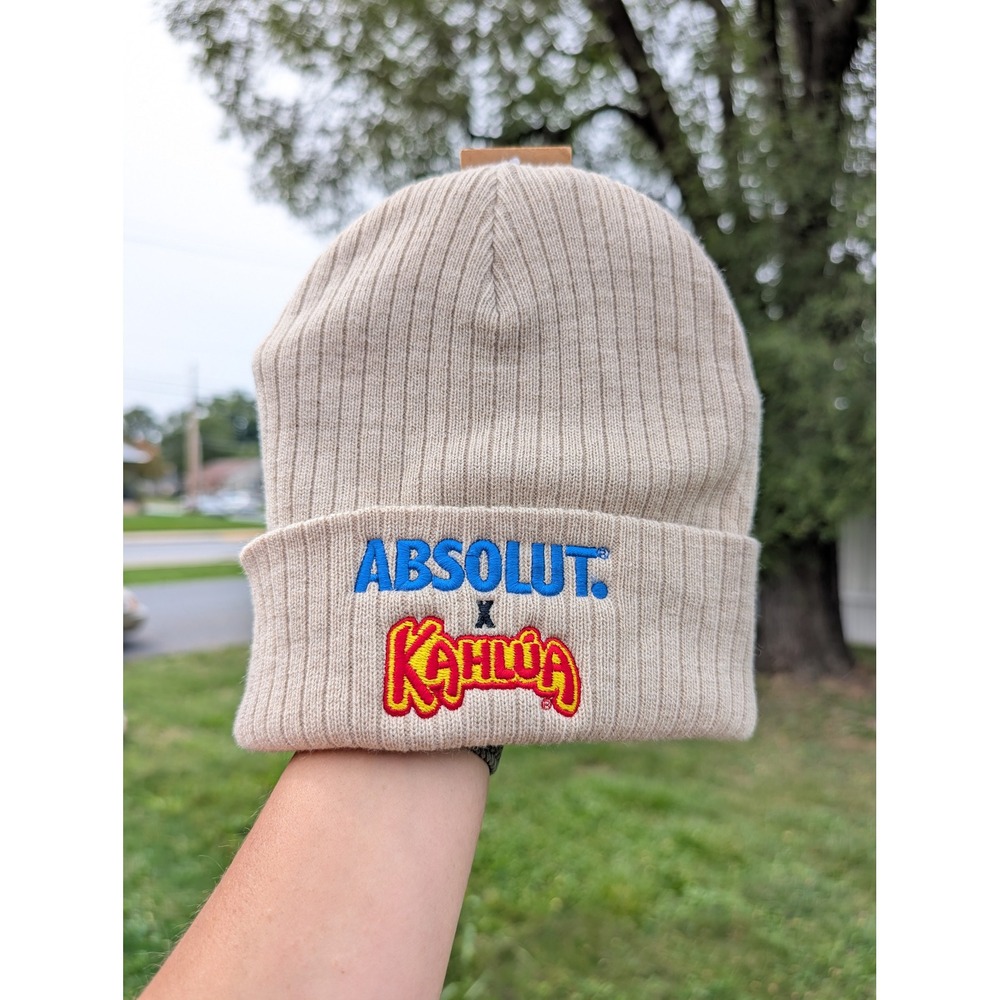 Absolut x Kahlua Atlantis Beanie‎ Hat Ribbed Knit Cuffed Sustainable
